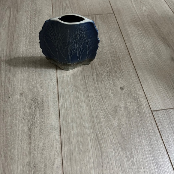 Vintage Handcrafted Tenmoku Malaysian Glazed Studio Pottery Blue Vase - Picture 4 of 5